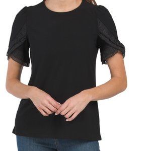 CHLOE & JASMINE Black Ruffle Sleeve Top